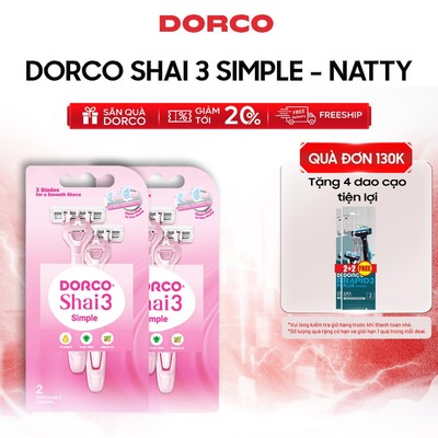 Combo Dao Cạo Body Nữ 3 Lưỡi DORCO SHAI 3 SIMPLE - 2xTRC200PK(U)-2B - Hộp 2 Cây Dao Cạo