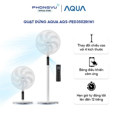 Quạt đứng AQUA AQS-FED3502R(W) 50W - 7 cánh quạt - Remote điều khiển từ xa 10m - Bảo hành 12 tháng