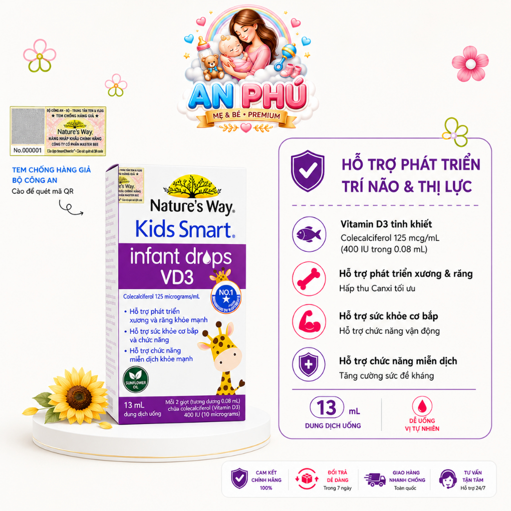 Siro Uống Nature's Way Kids Smart Infant Drops VD3 Bổ Sung Vitamin D Cho Bé 13ml