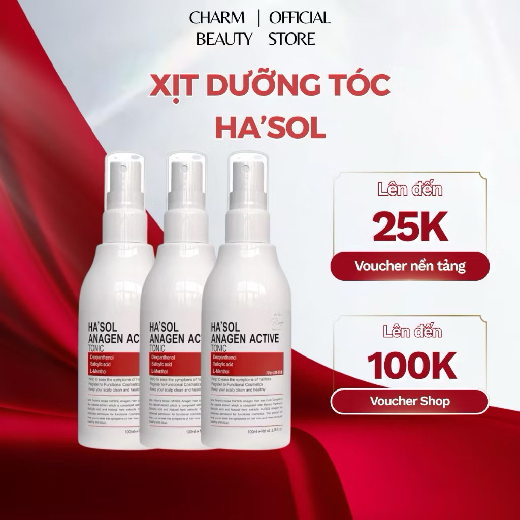 COMBO XỊT GỘI HASOL  Giảm Rụng Tóc, Hỗ Trợ Mọc Tóc Dùng Cho Tóc Rụng, Mỏng Và Yếu - Ha'sol Anagen Sc