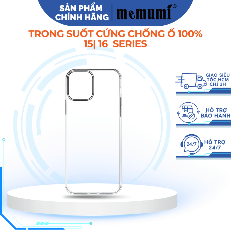 Ốp [ Chống Ố Vàng ]  MEMUMI Trong Suốt Chính Hãng cho iP 16 Pro Max/ 16 Pro/ 15 Series