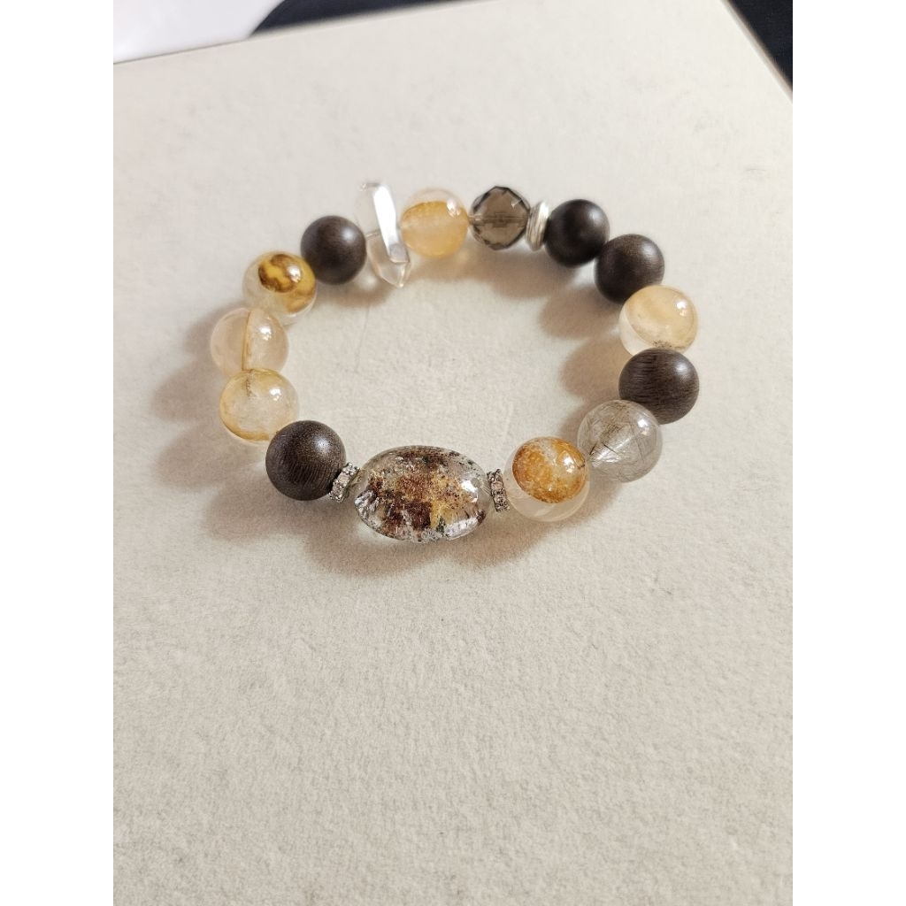 Vòng tay Thạch anh Ưu linh (Garden Quartz) phối hạt Dendritic