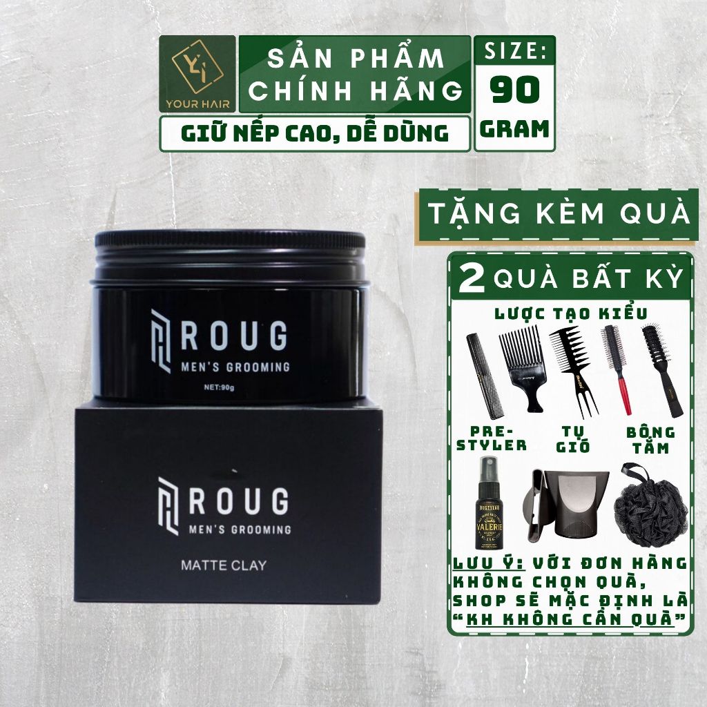 Sáp vuốt tóc Roug matte clay 90 gram