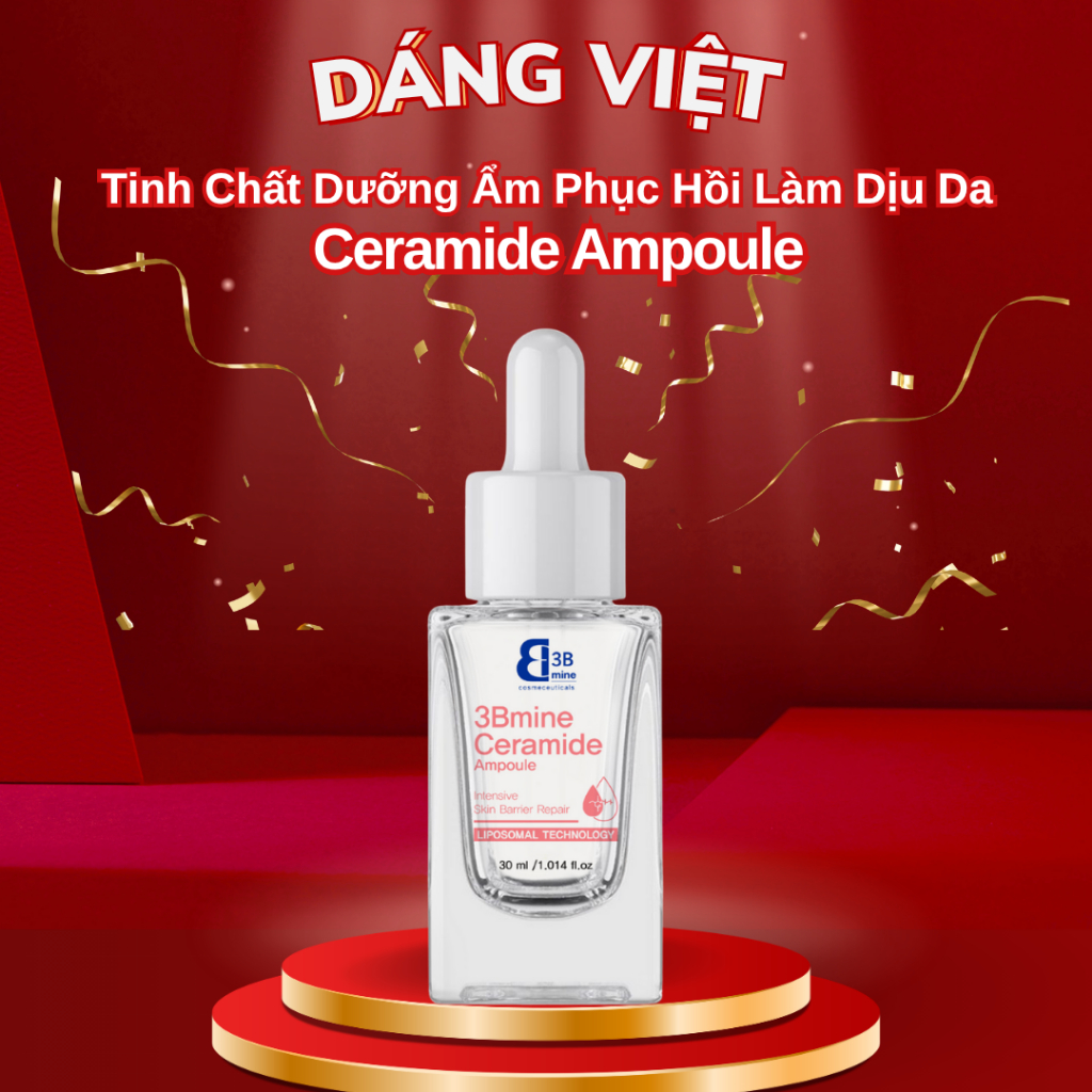 3Bmine Ceramide Ampoule – Tinh Chất Ceramide Dưỡng Ẩm Phục Hồi Làm Dịu Da 30ml - Dáng Việt