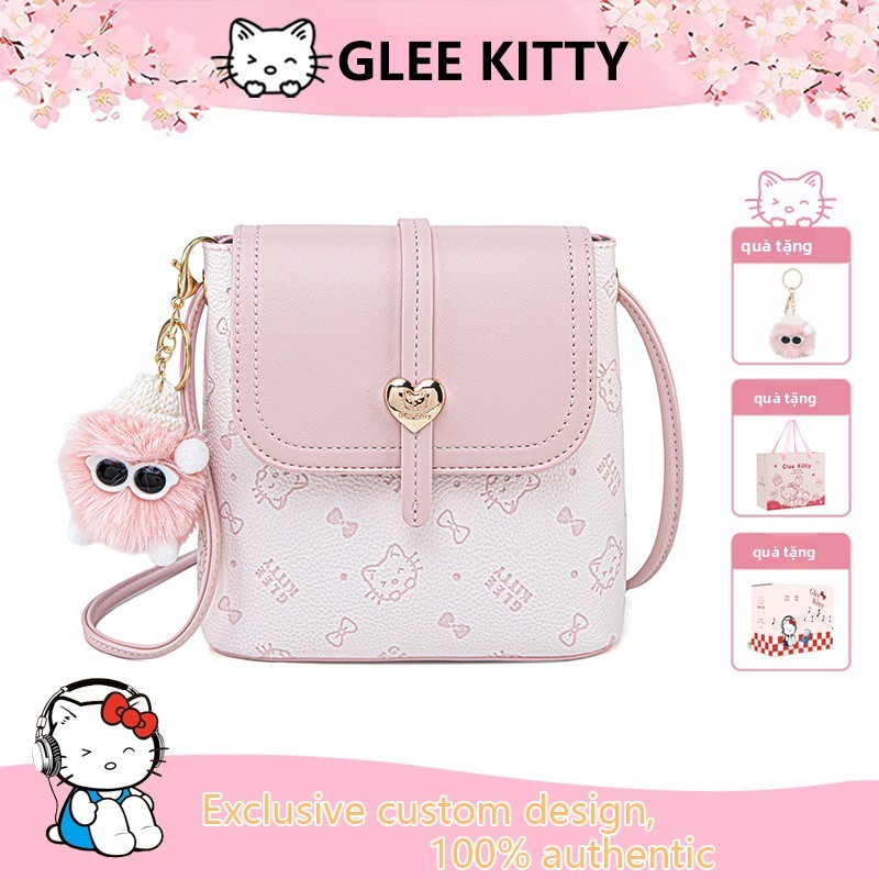 Túi bucket mini GLEE KITTY túi đeo chéo học sinh da PU màu hồng XL-6003