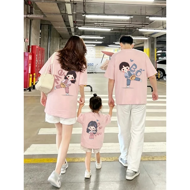 Set áo thun ngắn tay gia đình đẹp mắt, áo chụp ảnh du lịch biển cho cả nhà, bộ đồ cho gia đình 4 người (bố - mẹ - bé tra