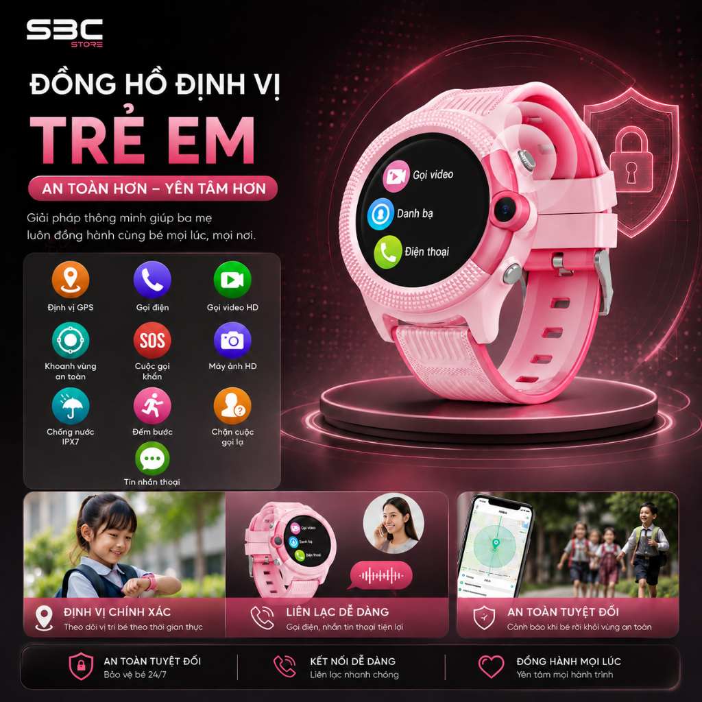 Đồng hồ thông minh định vị trẻ em GoodKids D36, lắp sim 4G, nghe gọi video, gọi sos, lưu danh bạ, đê
