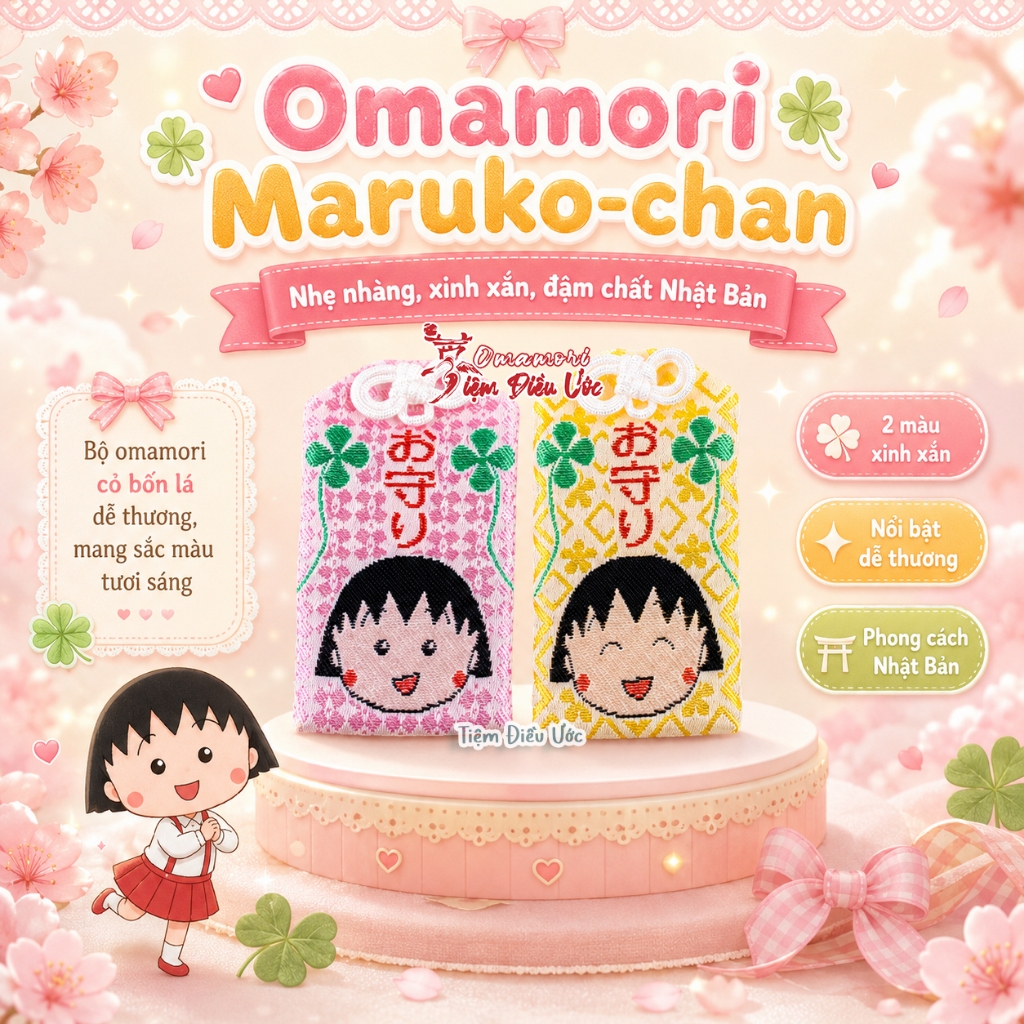 Hàng Nhật Omamori May Mắn - Maruko - Từ Đền tại Okayama, Nhật Bản - Hàng thật - Quà tặng ý nghĩa