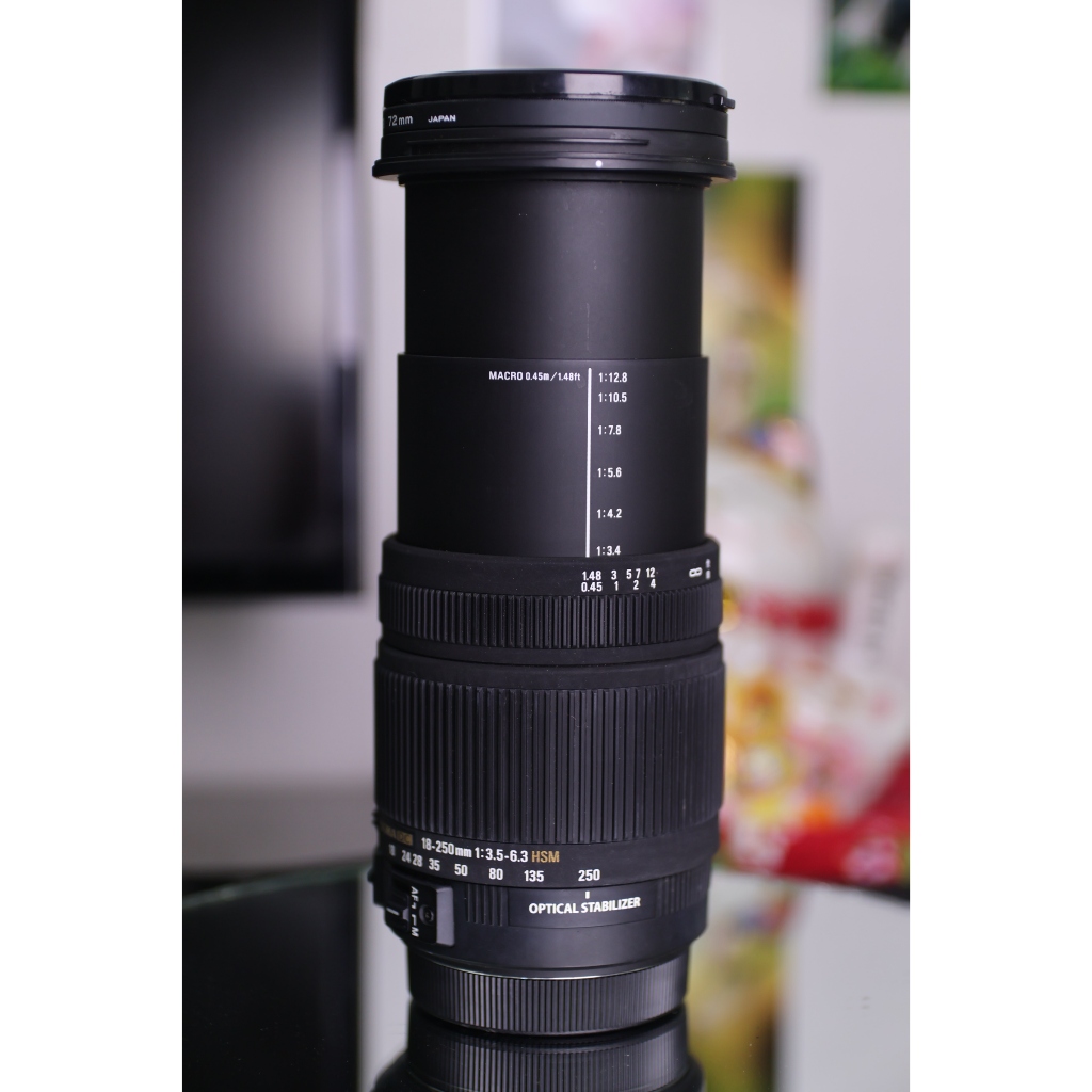 Lens Canon siêu đa dụng SIGMA AF 18-250mm F3.5-6.3 DC OS HSM ngàm efs (Thấu kính lớn bị mốc - Hỏng khẩu độ)