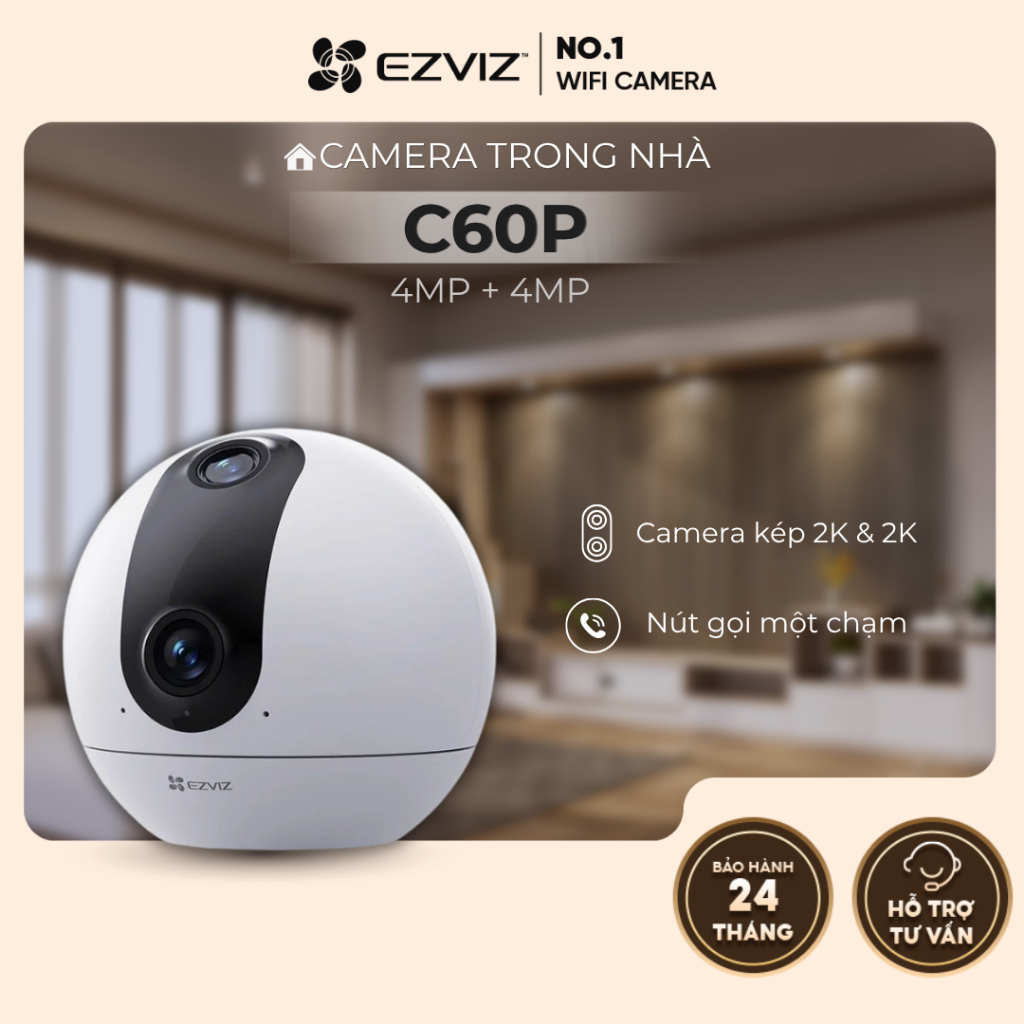 Camera EZVIZ Wifi Trong Nhà CS-C60p Dual Mix 2K 8MP - Hàng chính hãng
