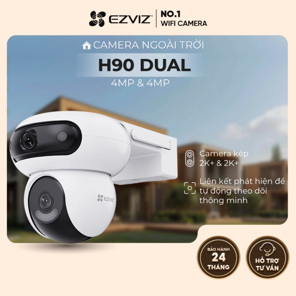Camera EZVIZ Wifi Ngoài Trời CS-H90 Dual 2K 8MP - Hàng chính hãng