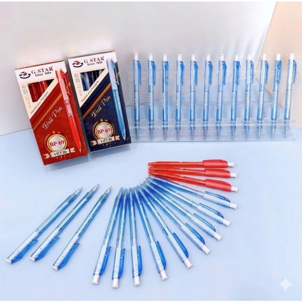 [BP69] HỘP 24 Cây Bút Bi Bấm / Viết Bi Bấm G-Star Gstar BP-69 Ngòi 0.5mm Mực Xanh-Sản Xuất Tại Malay