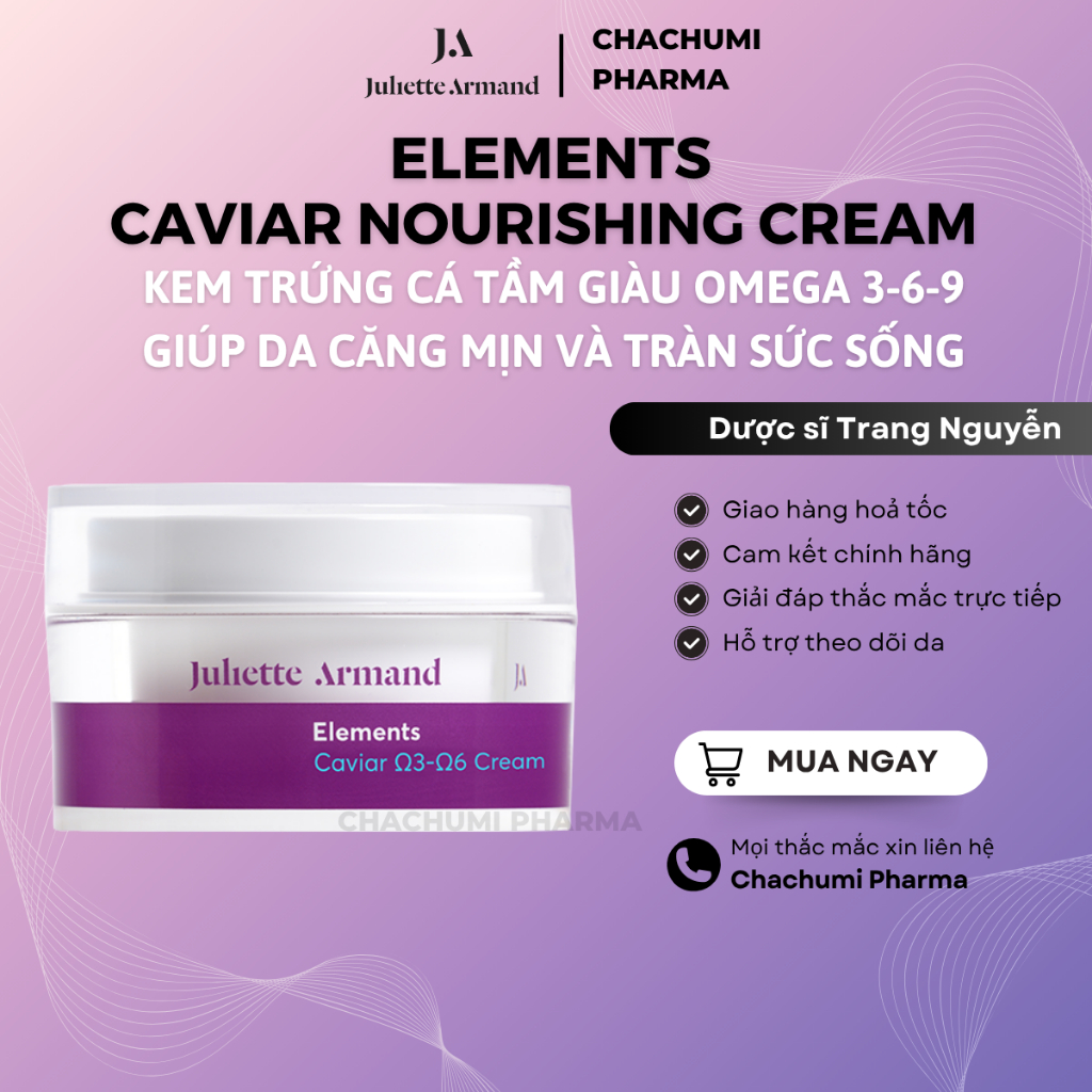 Juliette Armand Elements Caviar Nourishing Cream Kem Trứng Cá Tầm Giàu Omega 3-6-9 Giúp Da Căng Mịn 