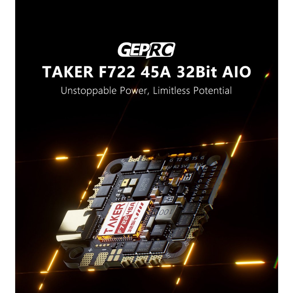Mạch GEPRC TAKER F722 45A 32Bit AIO – F722 + ICM42688-P + ESC 45A Cho Freestyle & Cinewhoop