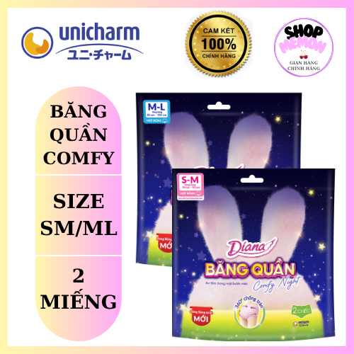Băng vệ sinh quần Diana COMFY NIGHT gói 2 miếng