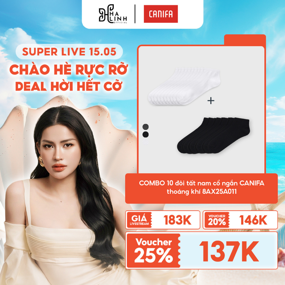 [VÕ HÀ LINH x CANIFA] Combo 10 đôi tất nam CANIFA cổ ngắn 8AX25A011