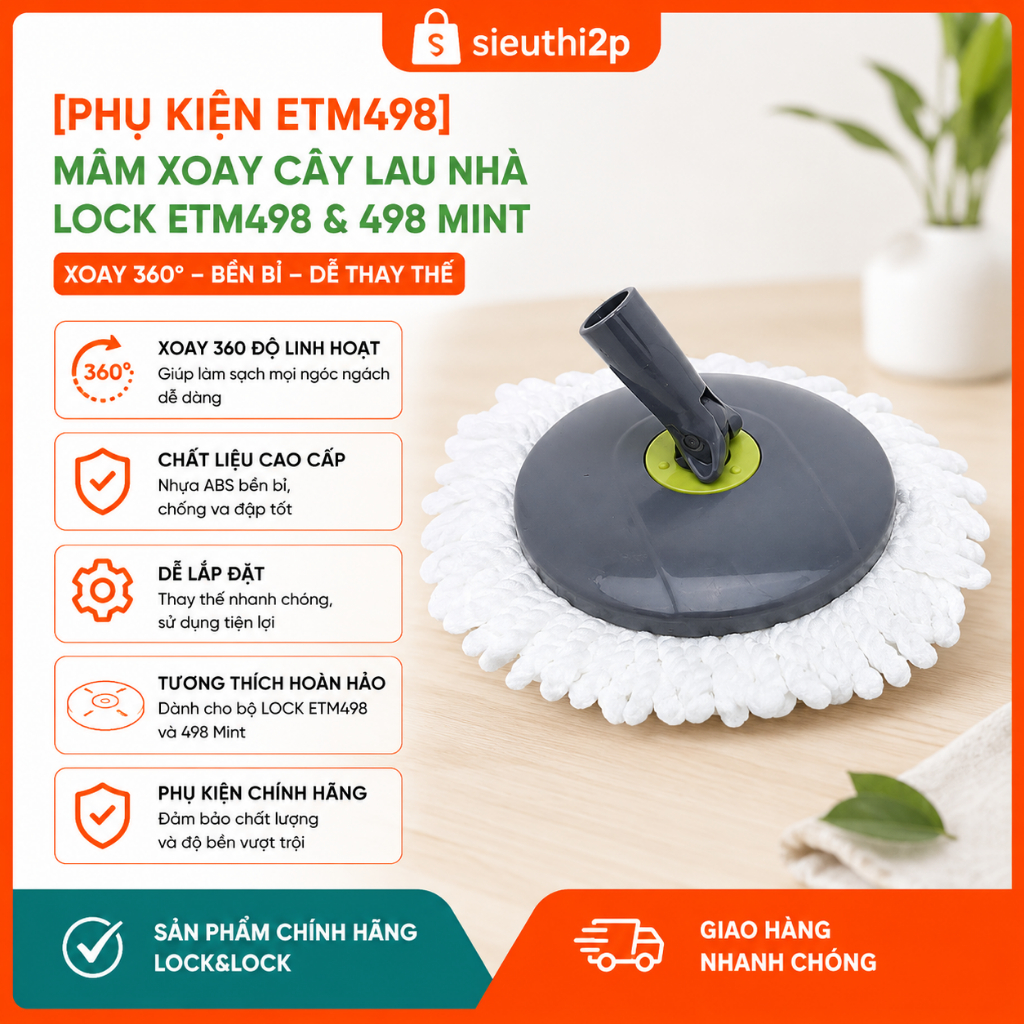 [Phụ kiện ETM498] Mâm xoay cây lau nhà LOCK ETM498