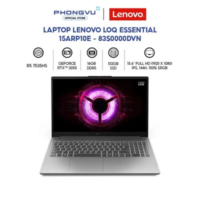 Laptop Gaming Lenovo LOQ Essential 15ARP10E - Ryzen 5 7535HS - 16GB - 512GB SSD - Win 11 - Bảo hành 24th