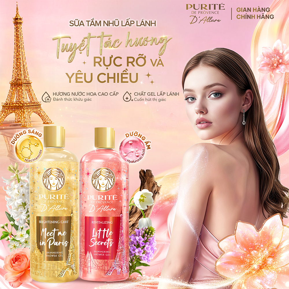 [SVIP] [MỚI] Sữa Tắm Nhũ Hương Nước Hoa Purité D'Allure 500ML Dưỡng Sáng Meet Me In Paris / Tươi Mới Little Secrets | BigBuy360 - bigbuy360.vn