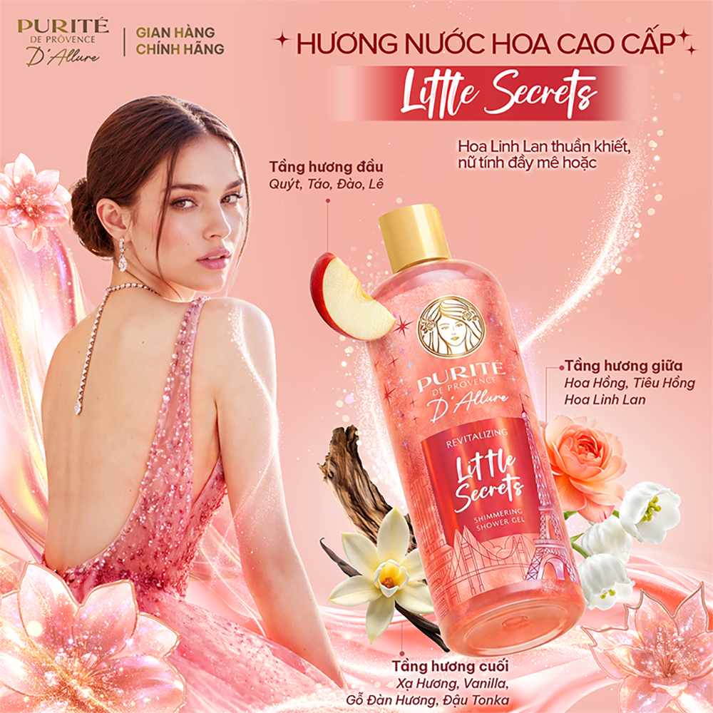 [SVIP] [MỚI] Sữa Tắm Nhũ Hương Nước Hoa Purité D'Allure 500ML Dưỡng Sáng Meet Me In Paris / Tươi Mới Little Secrets | BigBuy360 - bigbuy360.vn