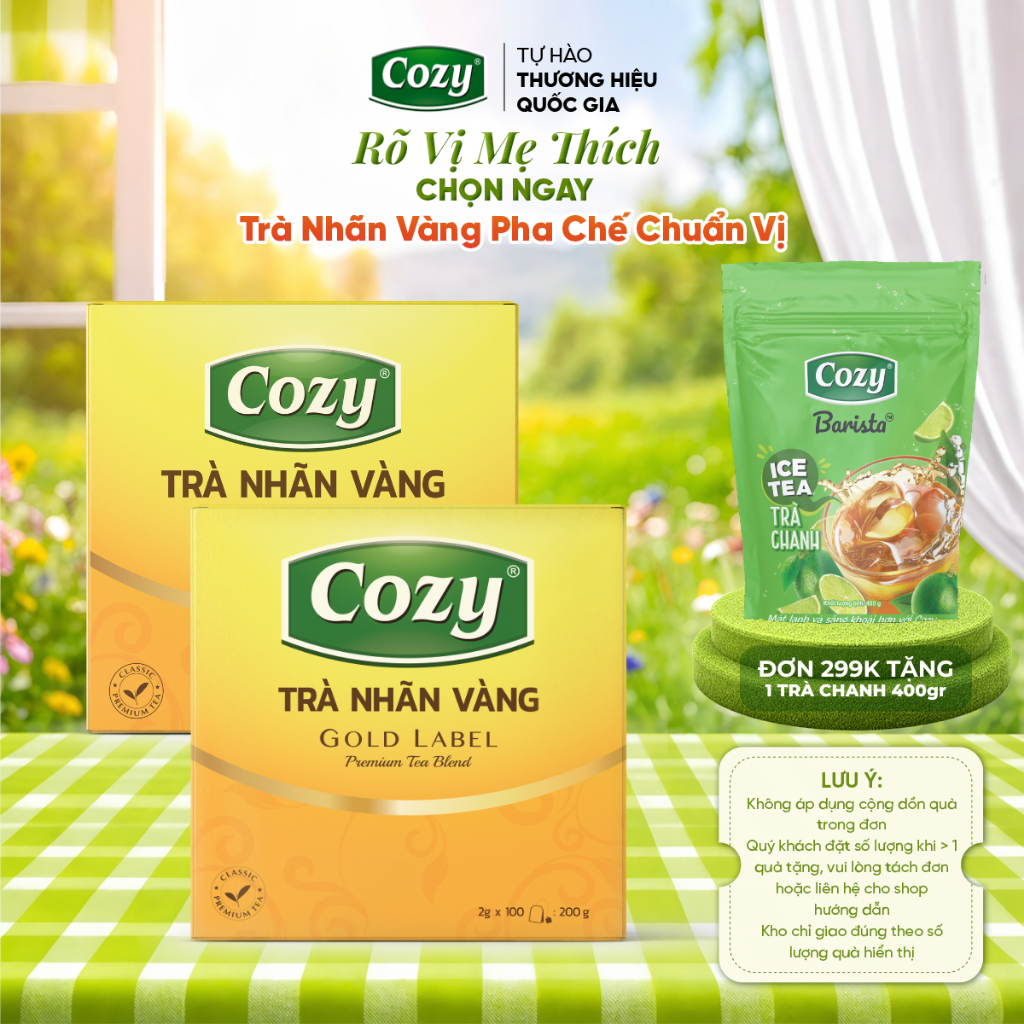 Trà Đen Nhãn Vàng Cozy 100 Túi Lọc Rời Dùng Pha Chế Trà Chanh,Trà Tắc,Trà Chanh Dây Kim Quất,Trà Sữa