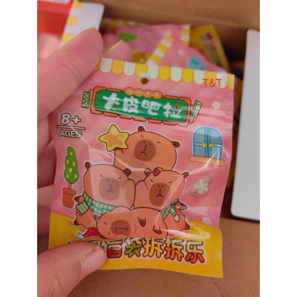 Hộp 32 Túi Mù Móc Khóa Capybara Dễ Thương – Túi Mù Gấu Mini Sưu Tầm Hot Trend