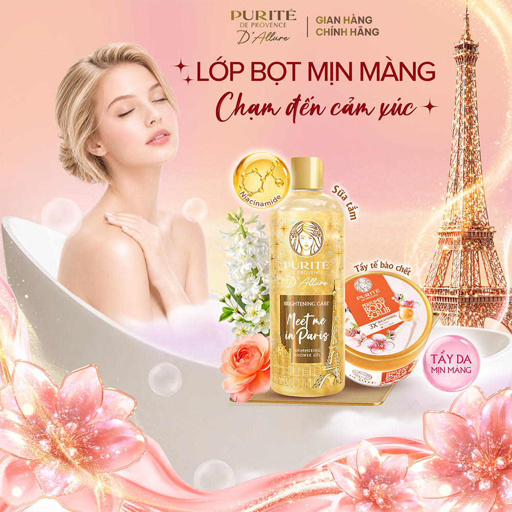 [SVIP] [MỚI] Sữa Tắm Nhũ Hương Nước Hoa Purité D'Allure 500ML Dưỡng Sáng Meet Me In Paris / Tươi Mới Little Secrets | BigBuy360 - bigbuy360.vn