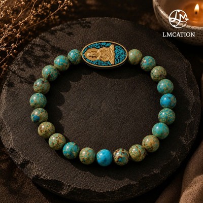 Độc bản vòng tay đá Jasper charm Phật