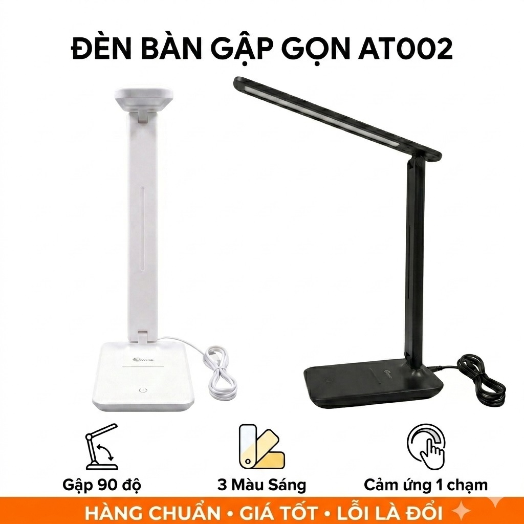 Đèn Bàn Học ESWIND AT002 Chống Cận - Quà Tặng Bút Màu, Cảm Ứng 3 Màu, Gập 180 Độ