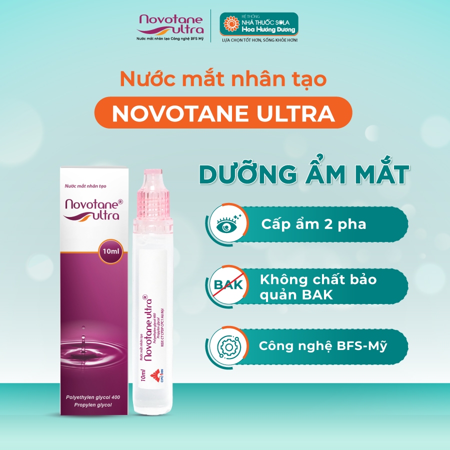 Nước nhỏ mắt Đeo Lens, Cận Thị Cao Cấp, giảm Khô mắt, Mỏi mắt - Novotane ultra 10mL