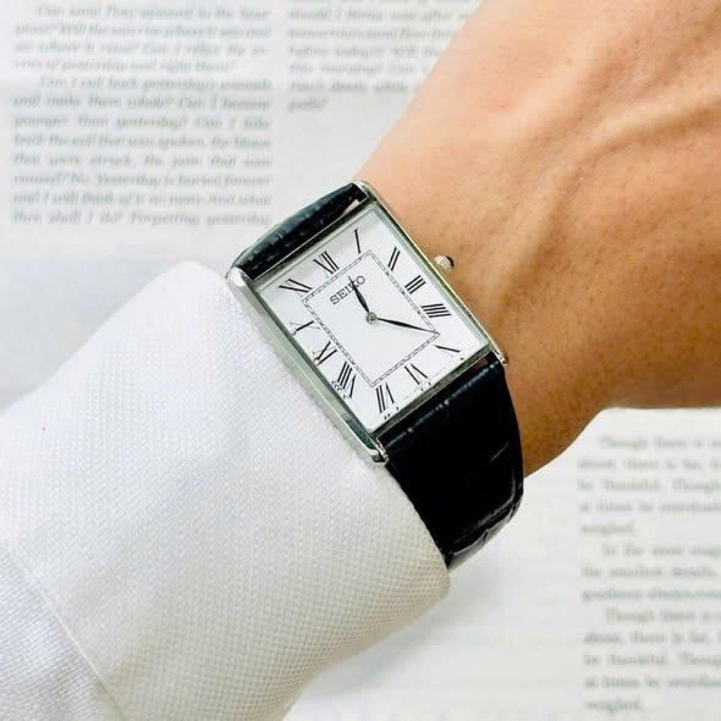 [Chính Hãng 100%] Đồng Hồ Nam Seiko Tank  tiểu cartier SWR049 Máy Quartz (Pin) Kính Cứng Hardlex Mặt