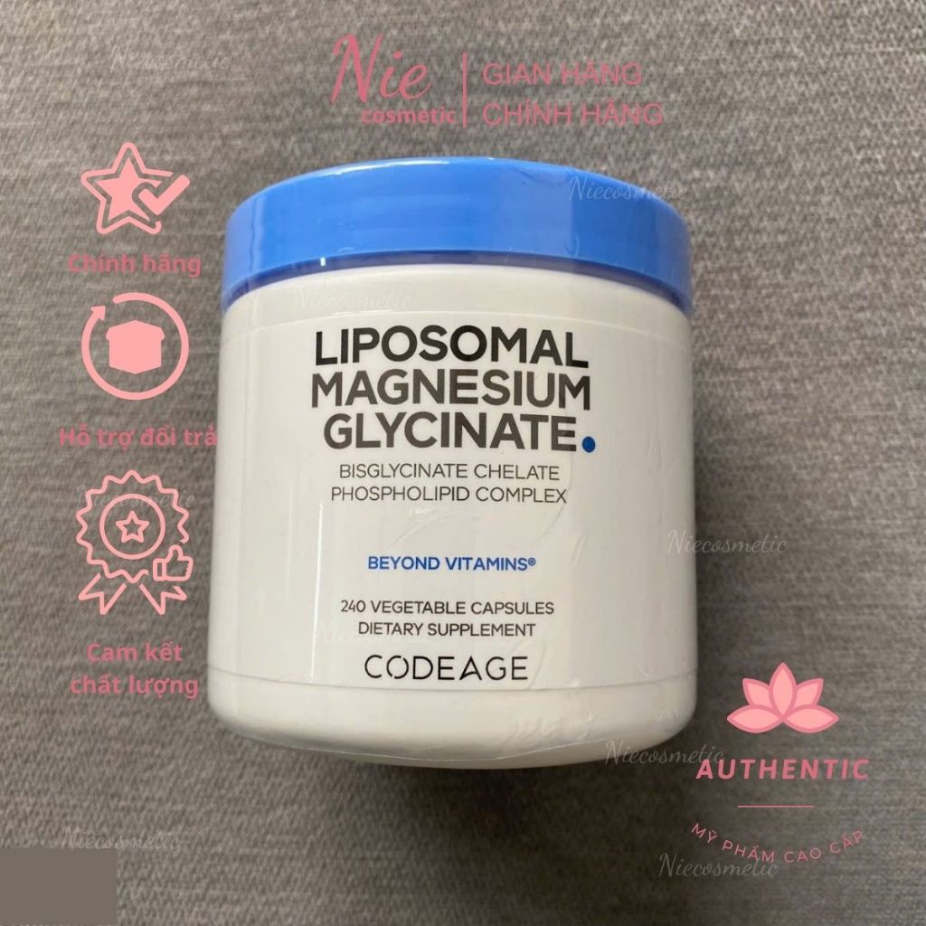 [Nhập khẩu] Viên bổ sung Magie - Magie CodeAge Liposomal Magnesium Glycinate Từ Mỹ 240 Viênn