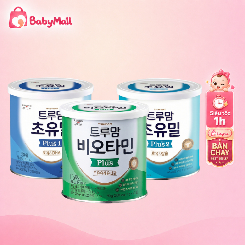 Sữa Non ILDONG Số 1, Số 2 và Men Tiêu Hoá ILDONG Hàn Quốc - Hộp 90 gói