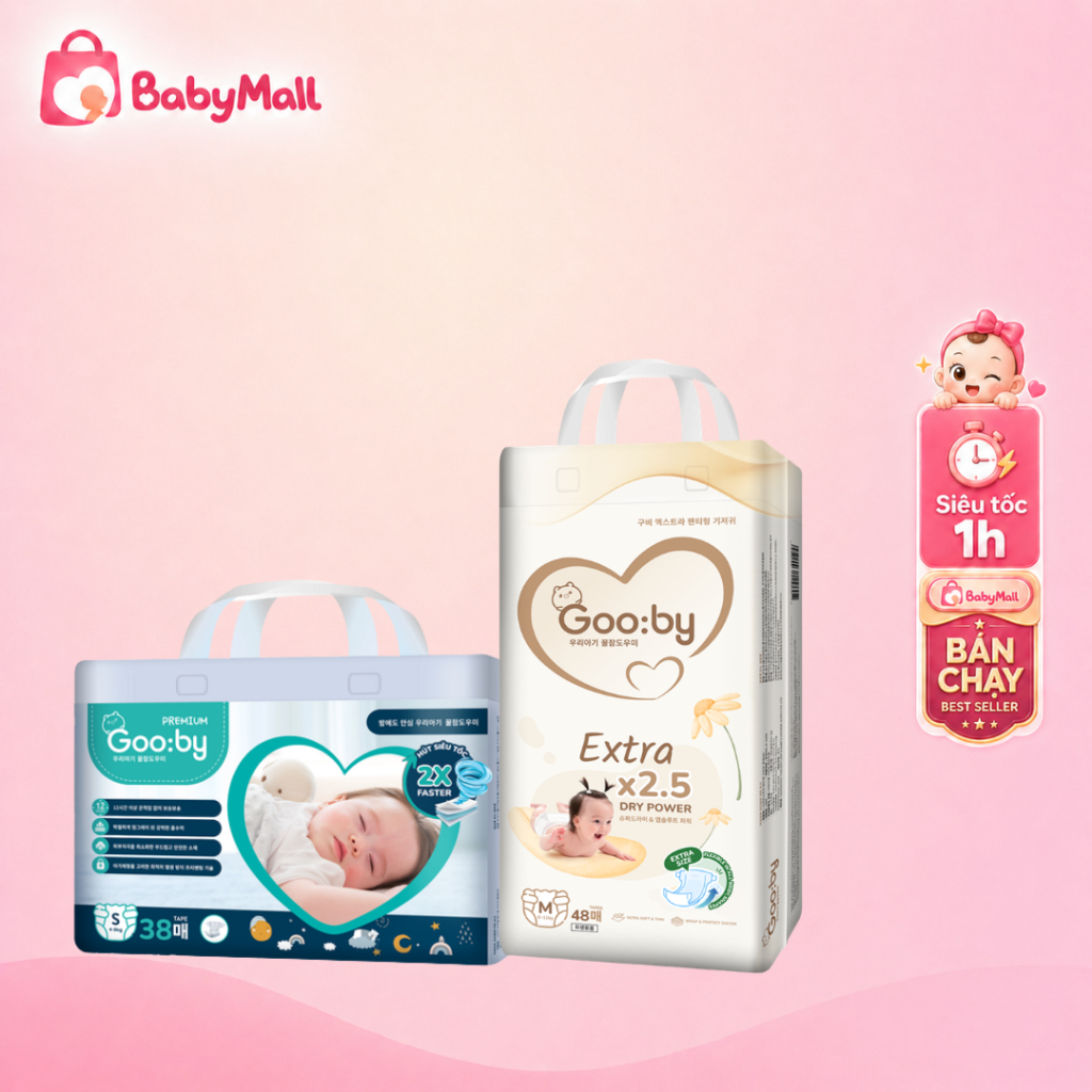 [Hoả Tốc HN] Bỉm GOOBY Premium & GOOBY Extra – Tã/Quần Siêu Mỏng Mềm, Thấm Hút Tốt, Size NB – XXXL