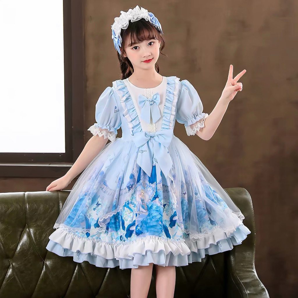 Đầm lolita cho bé gái hoạ tiếc xinh xắn
