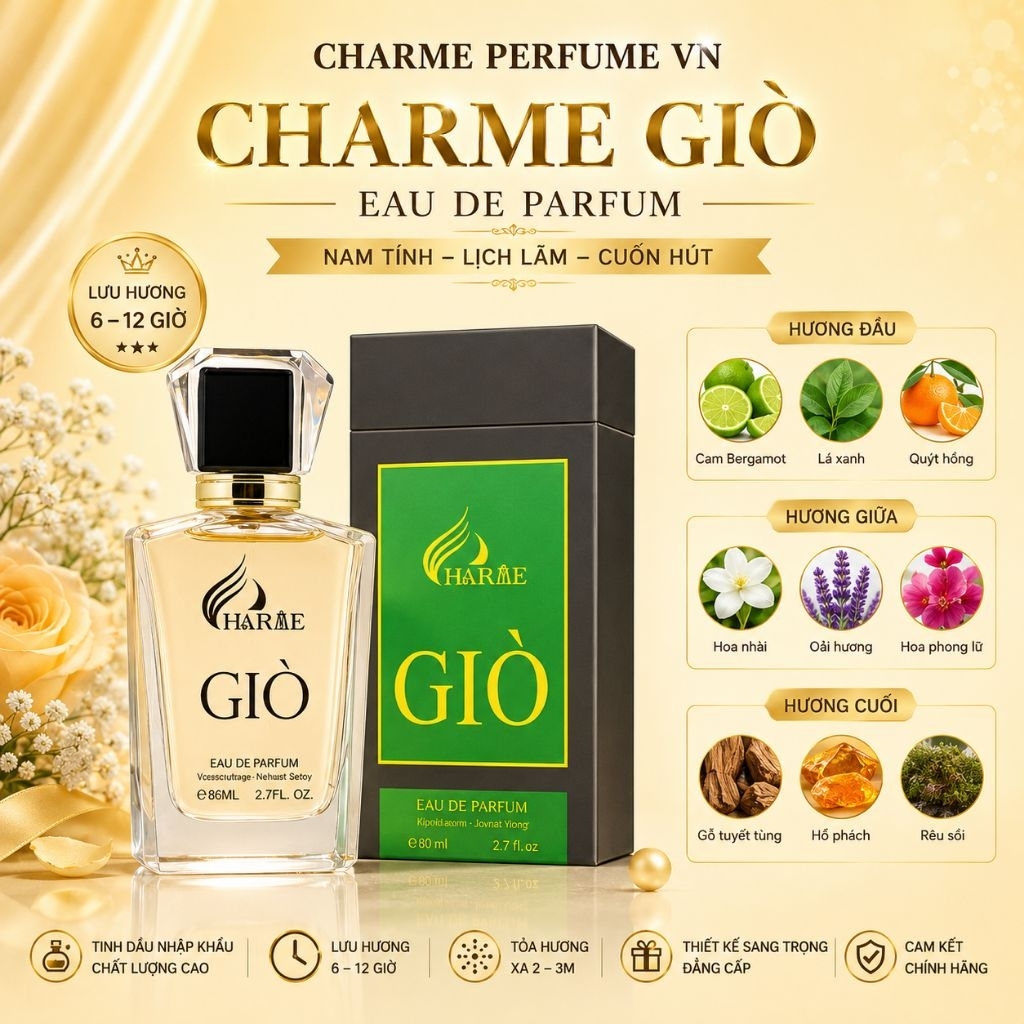Nước hoa Charme Gio 80ml Nước hoa Charme dành cho nam