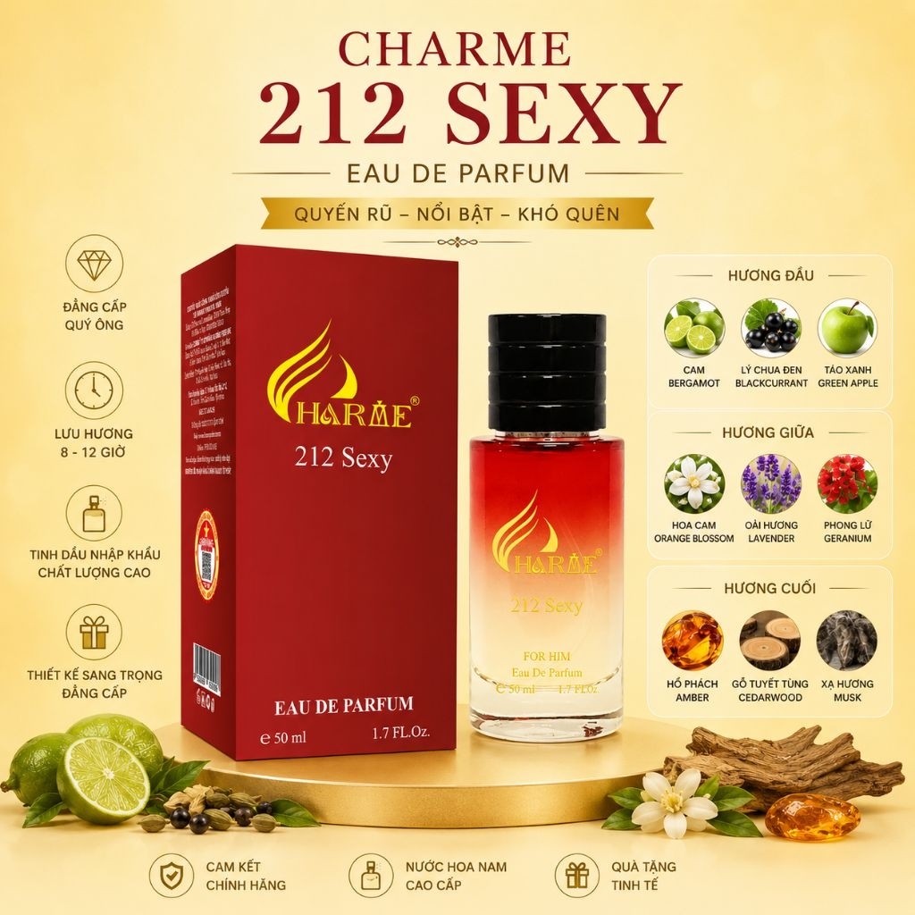Nước Hoa Charme 212 Sexy 50ml - Nước Hoa Charme Chính Hãng