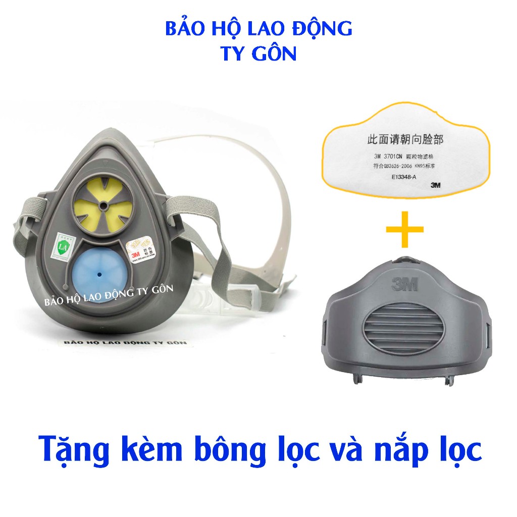 Mặt nạ chống bụi 3M 3200 - tặng kèm bông lọc và nắp lọc