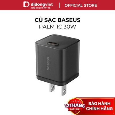Củ Sạc Nhanh Nhỏ Gọn Baseus Palm 1C 30W - Siêu Nhỏ Gọn, Chuẩn PD - Hàng Chính Hãng