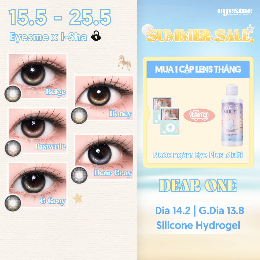 [Eyesme x I-Sha] Lens highlight khóa trục I-Sha Dear One hiệu ứng vân lens nốt nhạc đặc biệt tinh tế