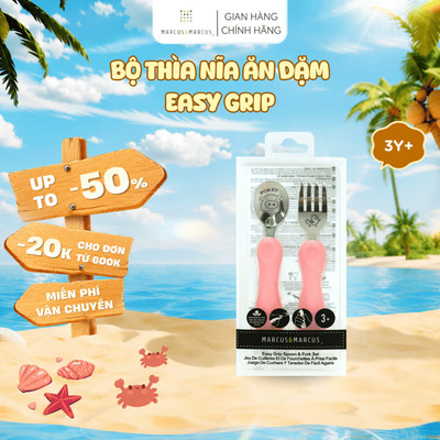 Bộ Thìa Nĩa Ăn Dặm Cho Bé Easy Grip Marcus & Marcus, Từ 3 Tuổi - Pokey