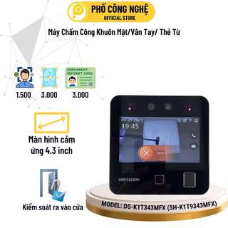 Máy chấm công khuôn mặt Hikvision DS-K1T343MFX, mở khóa từ xa, có Tiếng việt, xuất ra Excel