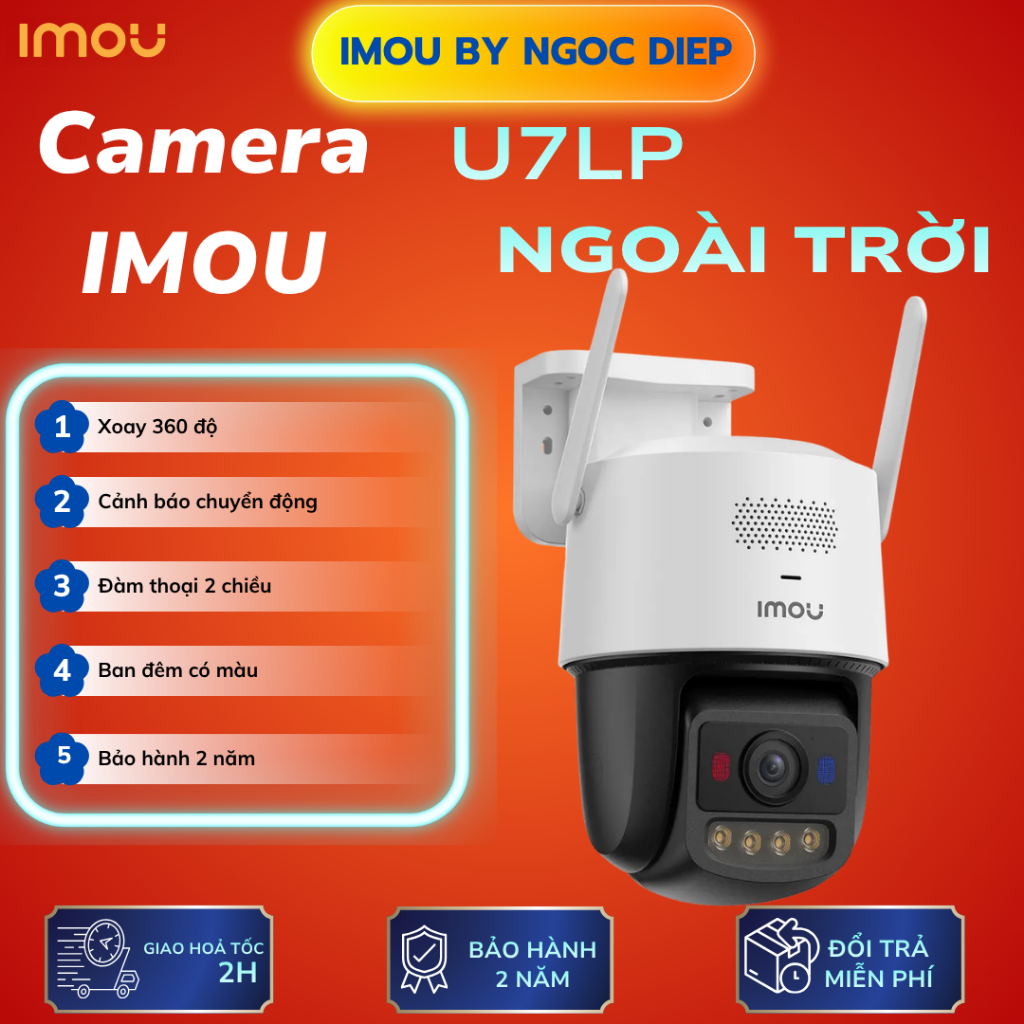 Camera IMOU Wifi Ngoài Trời Titan Pro IPC-U7LP-6V0NE 6MP 3K+ Quay 360°, Full Color,Tích Hợp Nguồn và