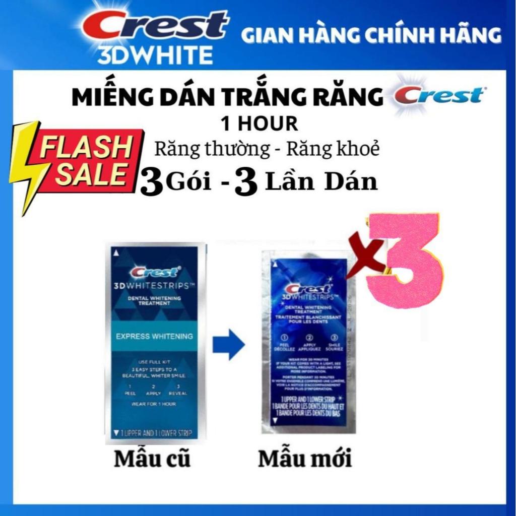 Set 3 Gói Miếng Dán Trắng Răng Crest 3D White 1 Hour Cấp Tốc