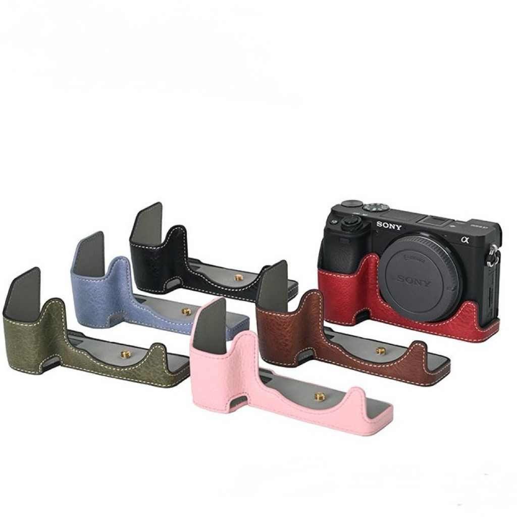 Halfcase cho SONY A6000 A6100 A6300 A6400,ốp da bảo vệ máy ảnh SONY A6000 A6100 A6300 A6400