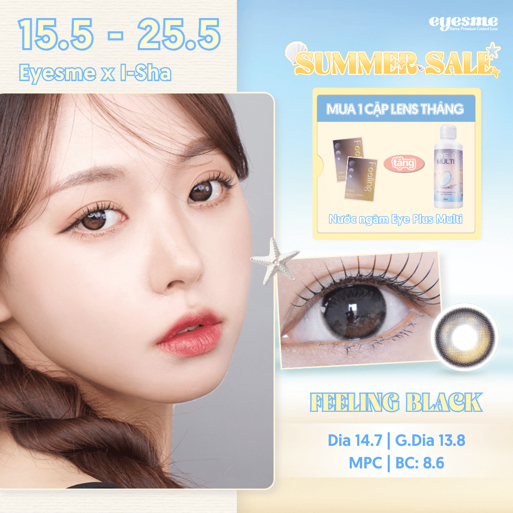[Eyeme x I-Sha] Lens đen ánh nâu tự nhiên, nhẹ nhàng - Feeling Black