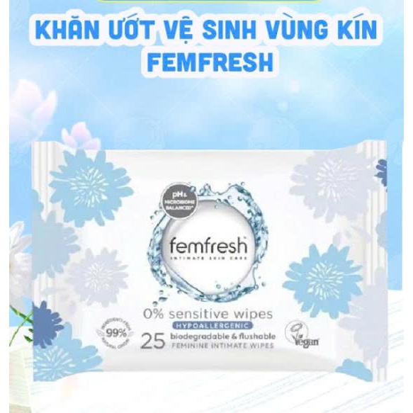 Khăn ướt vệ sinh vùng kín Femfresh Anh Quốc 25 tờ