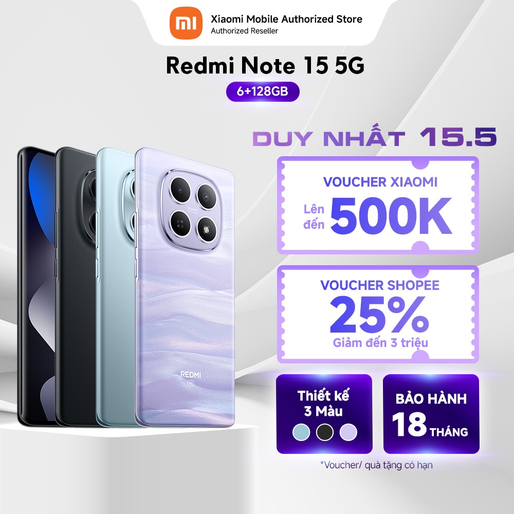 [Livestream] Điện thoại Redmi Note 15 5G (6+128GB) | Màn hình 6,77" FHD+ | Snapdragon® 6 Gen 3 | Camera nét 108MP | BigBuy360 - bigbuy360.vn