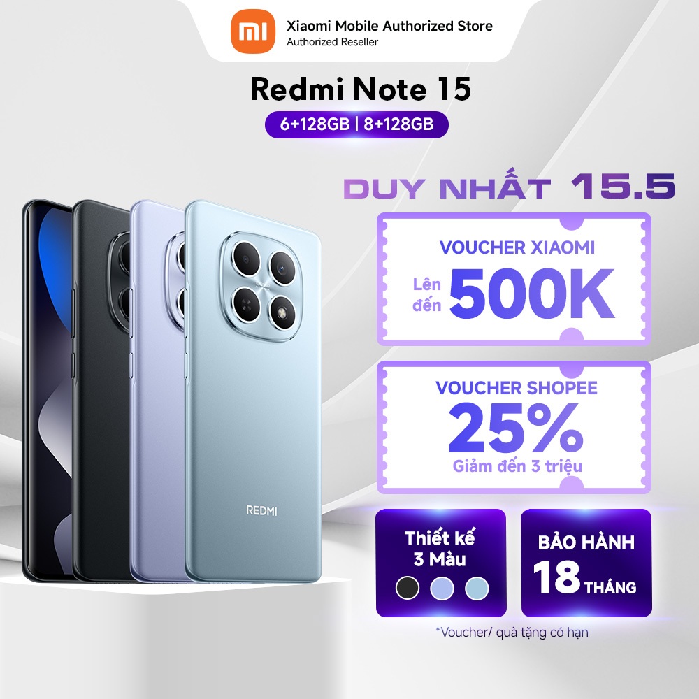 Điện thoại Redmi Note 15 (6+128GB) | Pin lớn 6000mAh | Màn hình siêu bền | MT Helio G100-Ultra | BigBuy360 - bigbuy360.vn
