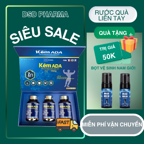 Kẽm ADA 150mg - Hỗ trợ tăng cường sinh lý, tăng sức đề kháng-cải thiện sức khỏe nam gioi trong giai 